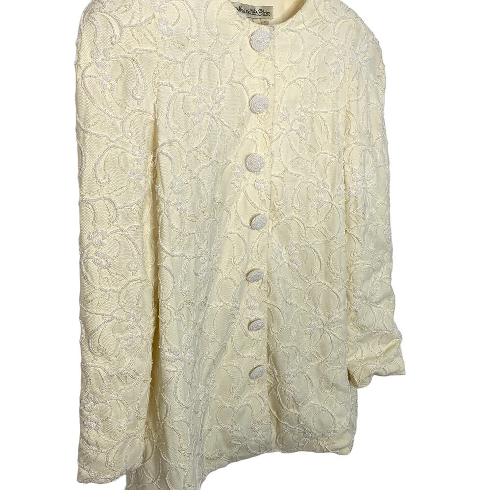 Vintage Marie St. Claire Beaded Jacket Blazer Cream Size 12 - Picture 6 of 6